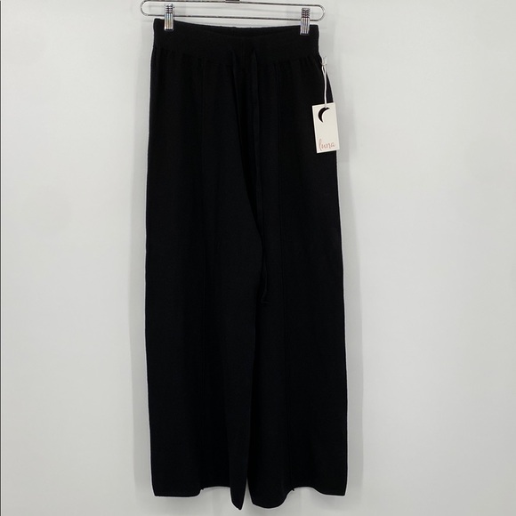 Luna Soft Black Wide Leg Pants Women’s Sz XL Pull On Cozy Drawstring Lounge - Picture 2 of 14